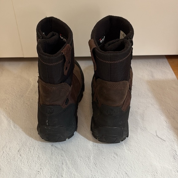 Merrell Fullbench Thinsulate Side Zip Tactical boots in brown suede and black. - Picture 3 of 10